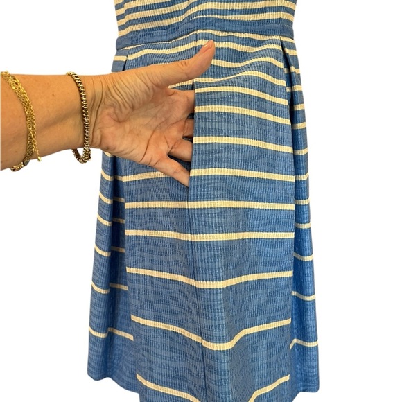 Just…Taylor Fit and Flare Sleeveless Blue and Cream Above The Knee Size 12P - Picture 7 of 14